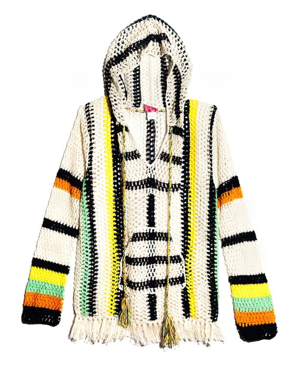 Anna Kosturova Handmade Crochet Fringe Baja Hoodie - M